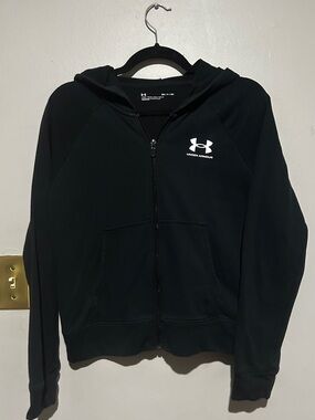 Under Armour Black Zip Hoodie with White Logo